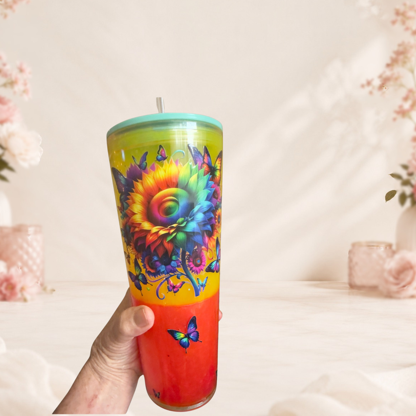 Butterfly lava drip tumbler