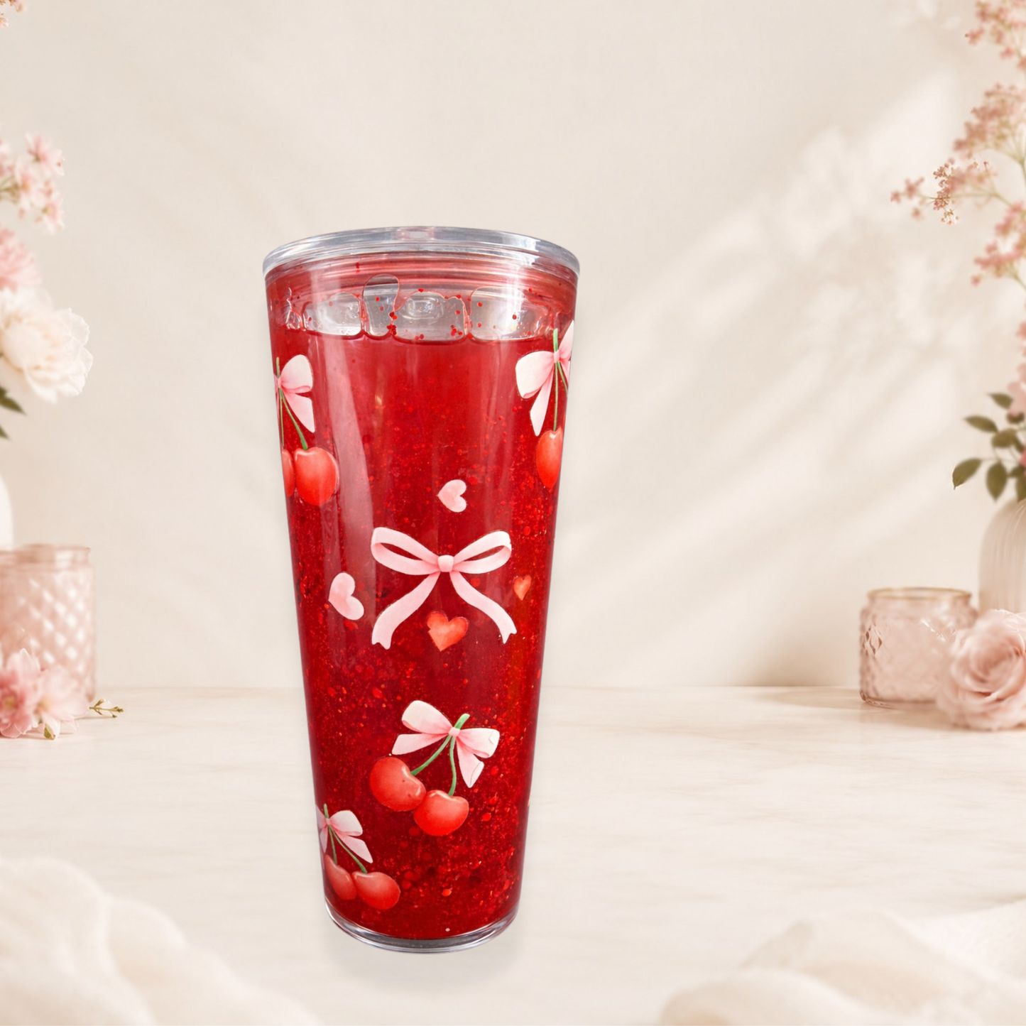 Cherries and Bows 24 0z Lava Drip Tumbler