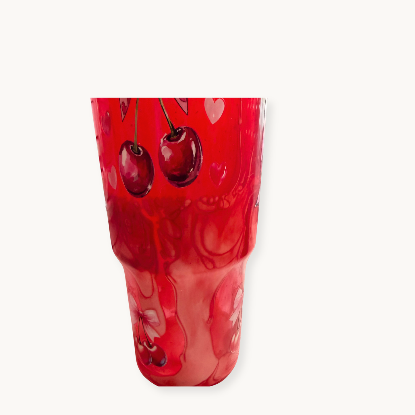 Cherry Bow Red Lava Drip Tumbler 40oz Handmade Eye Catching Finish