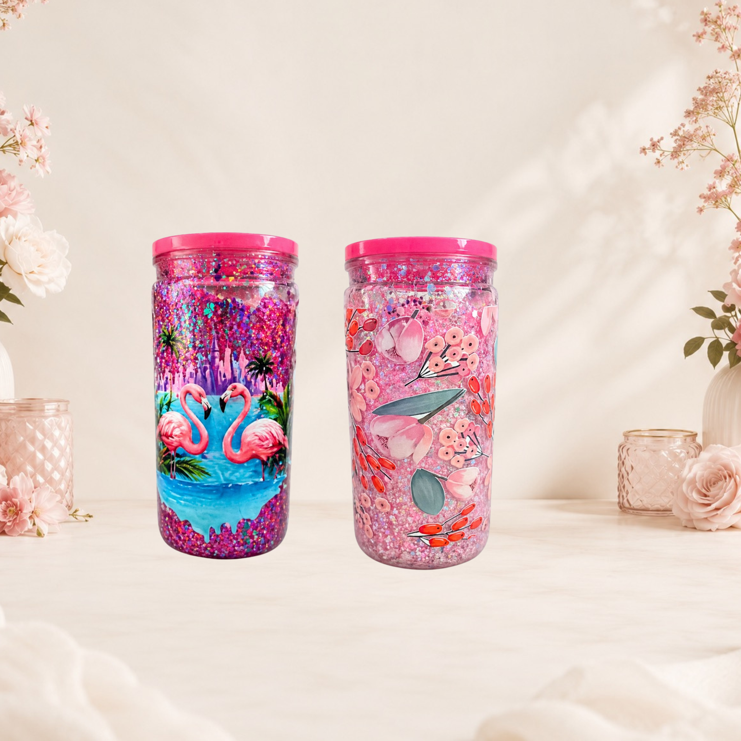 16oz Blank Acrylic Snow Globe Tumbler For DIY Customization