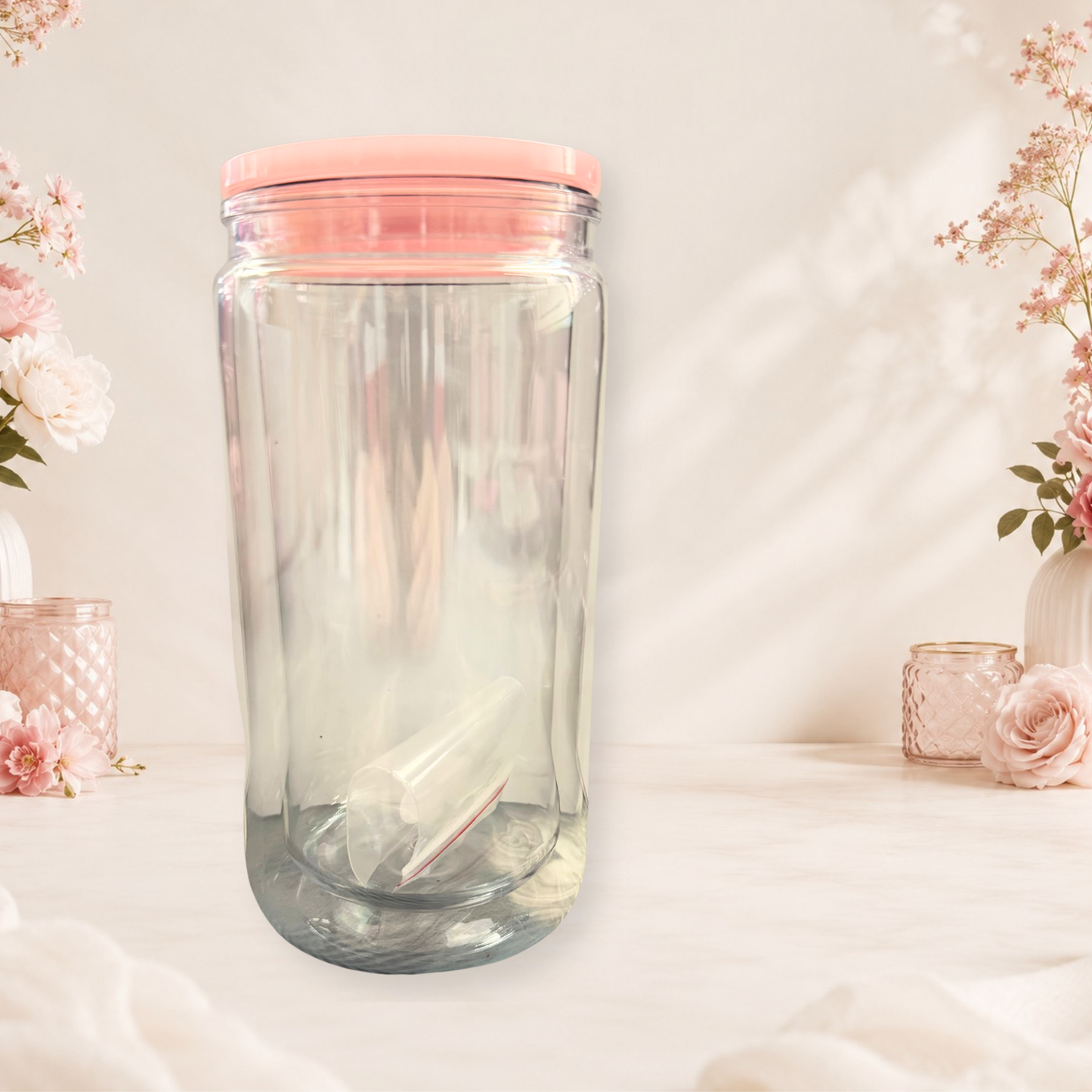 16oz Blank Acrylic Snow Globe Tumbler For DIY Customization