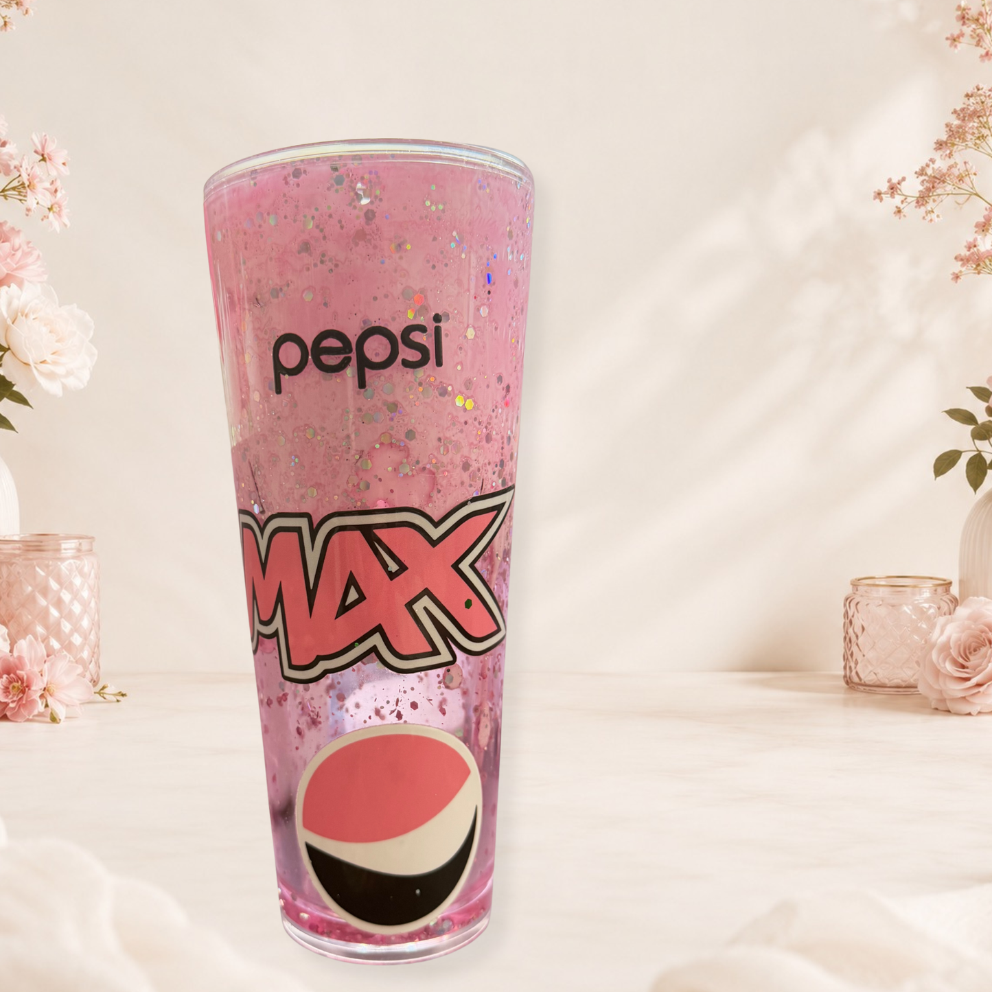 Pink Glitter Pepsi Max Tumbler 24oz Sparkling Shimmer Drinkware