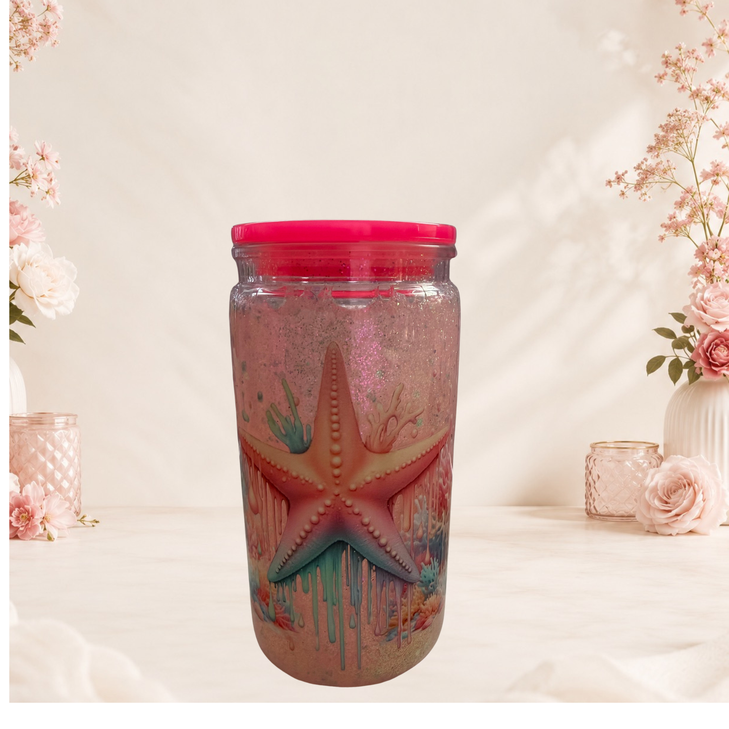 Starfish Snow Globe Ocean Scene With Glass Sea Life Figurine