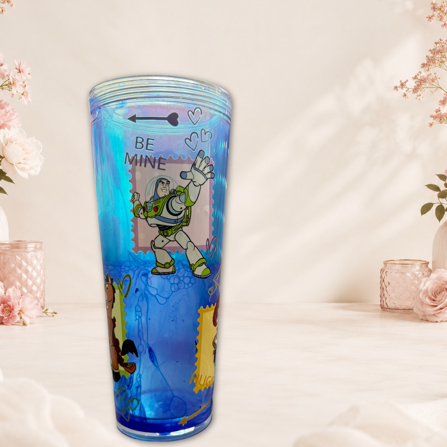 Toy Story lava drip Tumbler 24oz With Colorful Artwork And Blue Globe