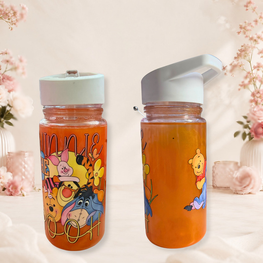 16oz Winnie the Pooh Mica Water Bottle Hundred Acre Wood With Orange Shine